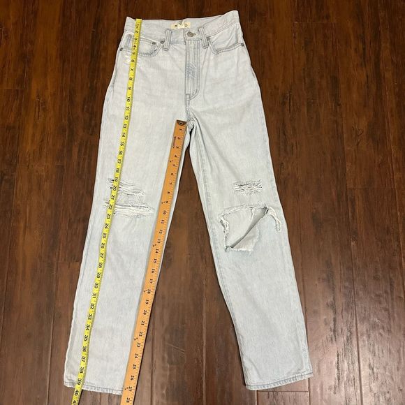 MADEWELL Mid-Rise The Perfect Vintage Straight Jeans Destroyed Blue - Picture 12 of 13